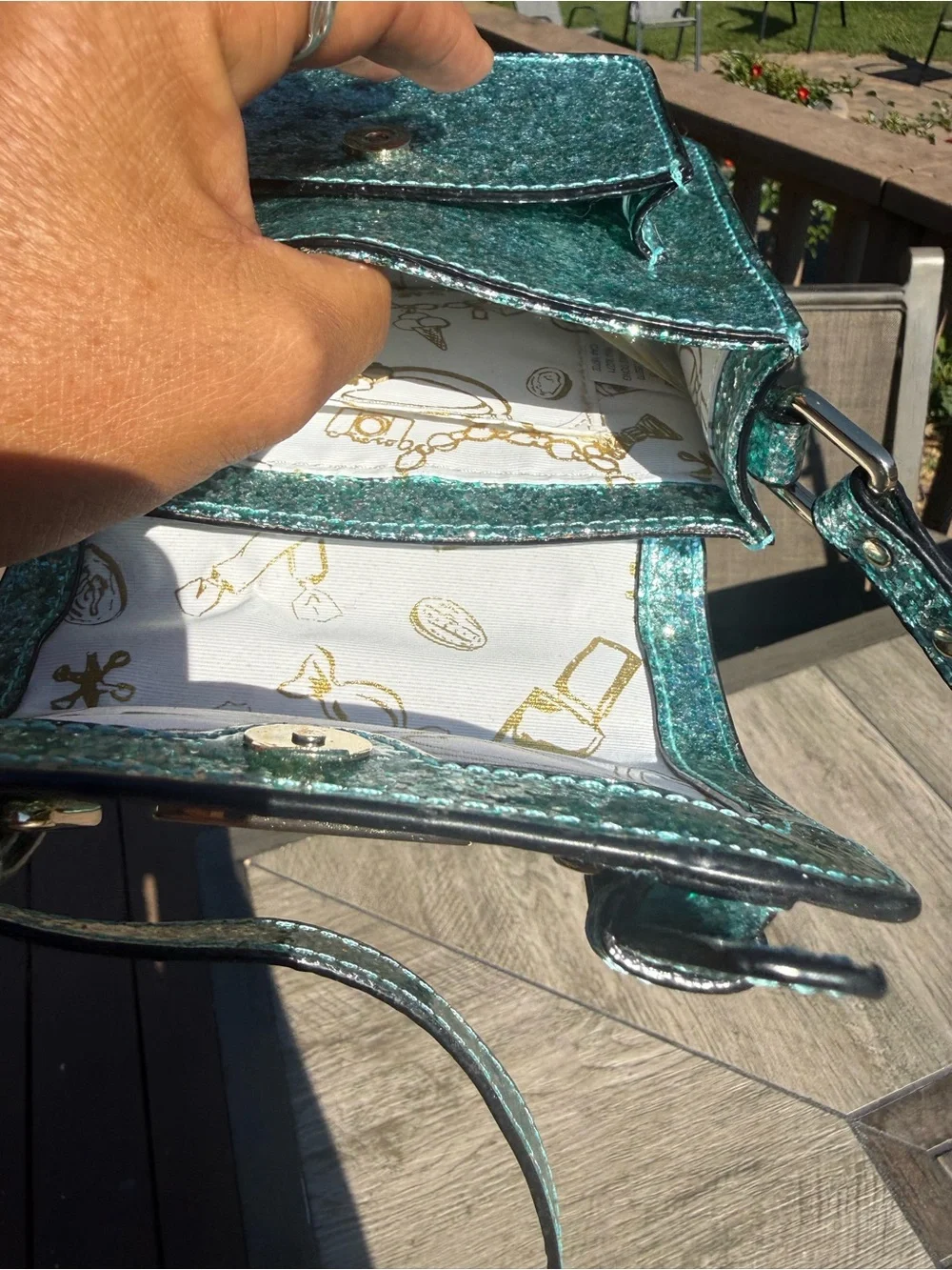 NWOT Kate Spade New York Glitter Turquoise Teal Scout Bag Crossbody